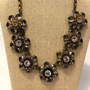 J Crew crystal flower statement necklace